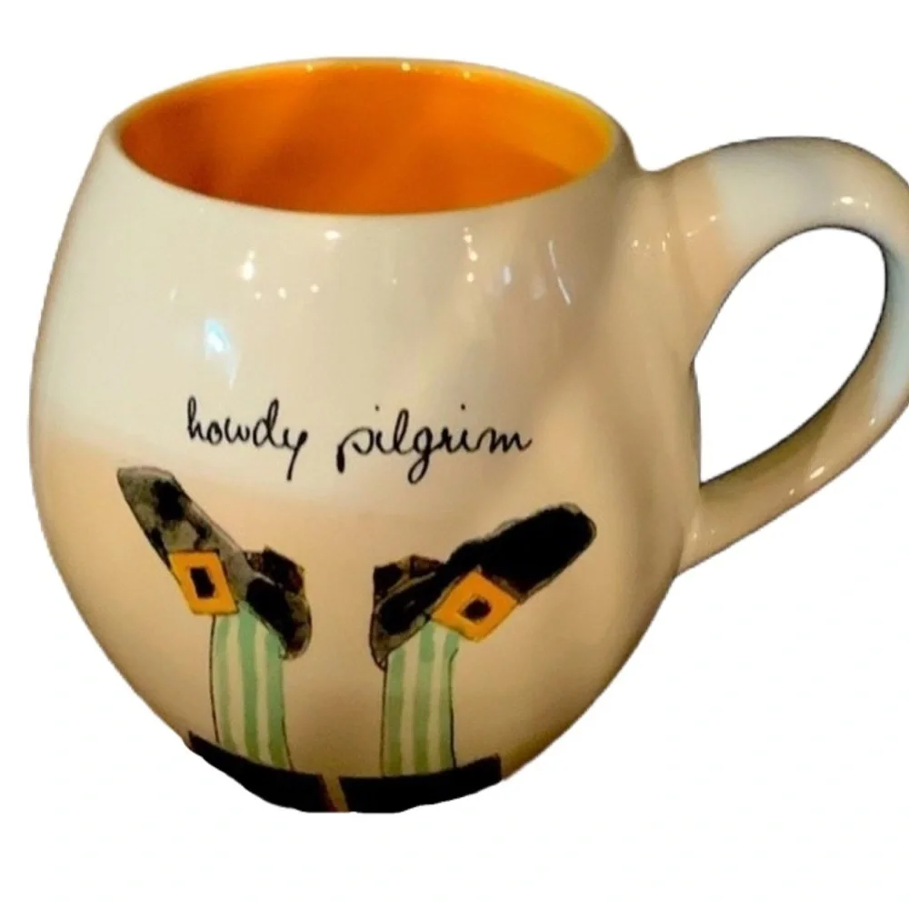 Rae Dunn Howdy Pilgrim Mug Holiday Thanksgiving Coffee Tea Cup